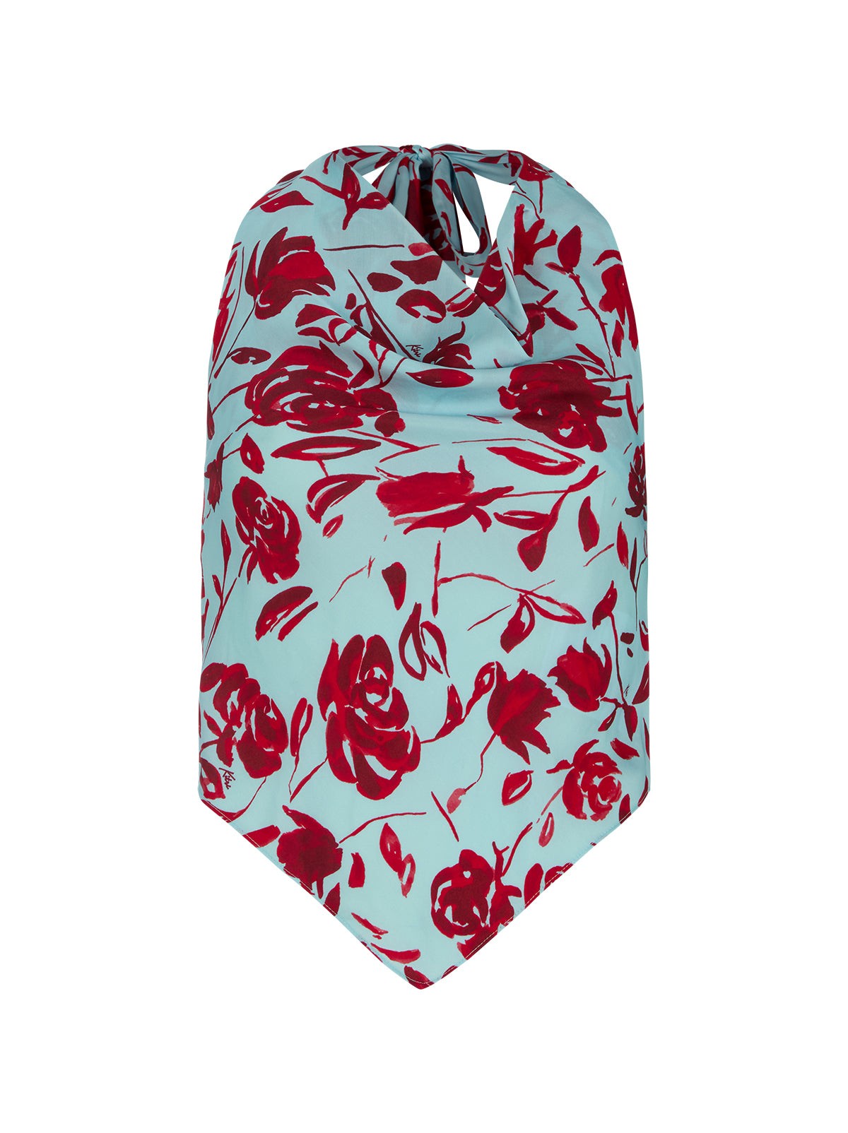 Lucille Blue Rose Print Halter Top view 4