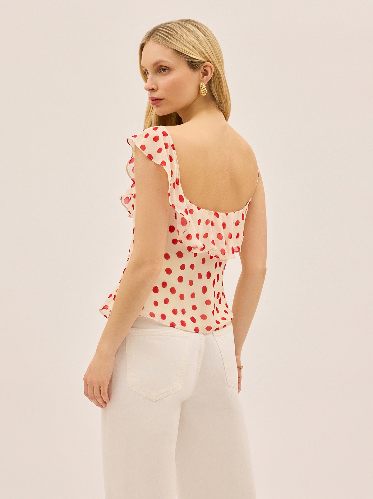 Rosaline Red Polka Dot Top view 3