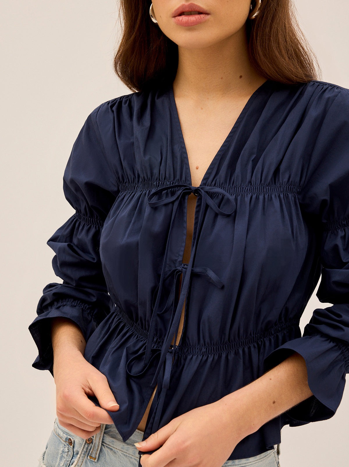 Maia Navy Cotton Top view 3