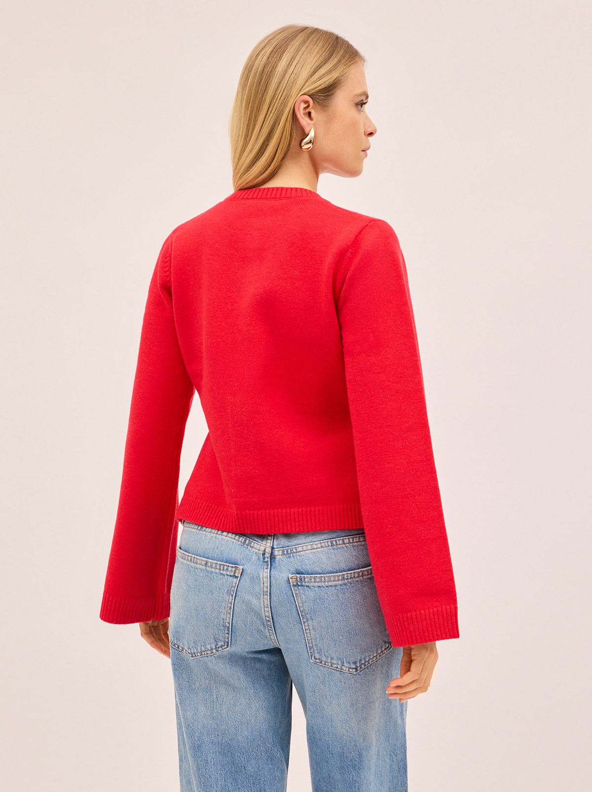Cleo Red Knit Cardigan view 4