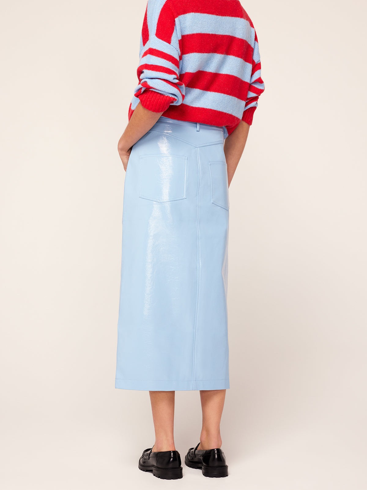 Penny Cornflower Blue Vinyl Skirt view 4