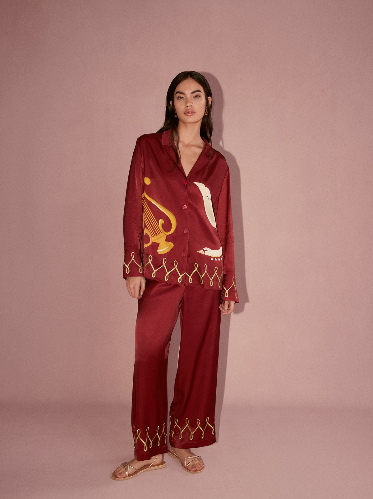 Romina Merlot Cygnus and Lyra Embroidered Trousers view 4