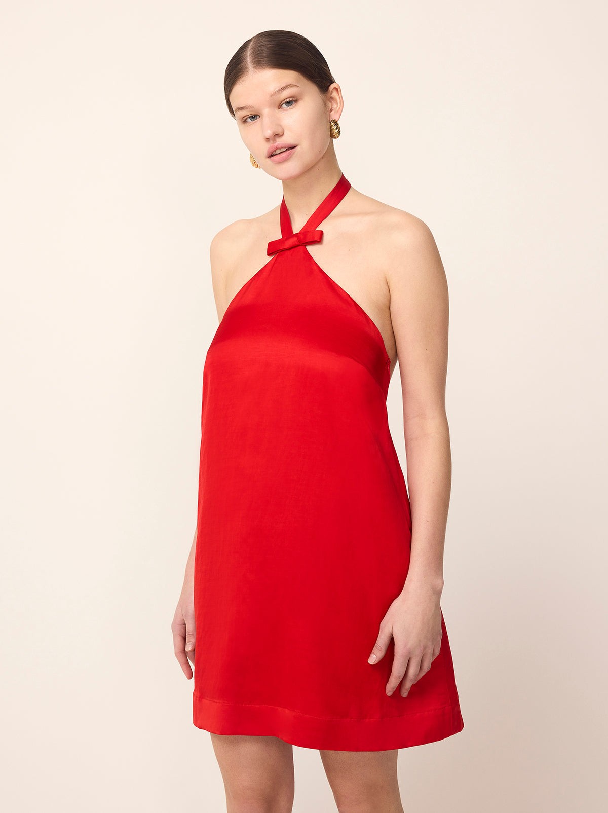 Morgan Red Satin Mini Dress view 4